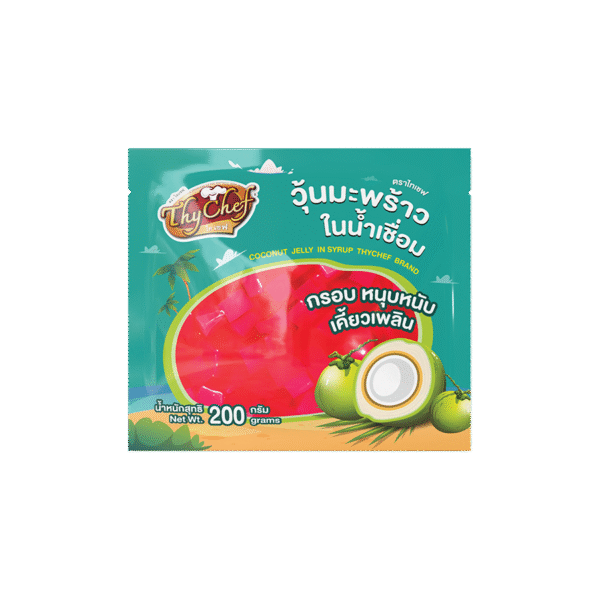 วุ้นมะพร้าวในน้ำเชื่อม, กลิ่นสตอรเบอร์รี่, cocnut jelly in syrup, strawberry flavoured, ไทเชฟ, Thychef