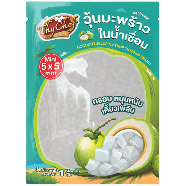วุ้นมะพร้าวในน้ำเชื่อม, coconut jelly in syrup, 5x5 mm, 5x5 มม, ไทเชฟ, Thychef